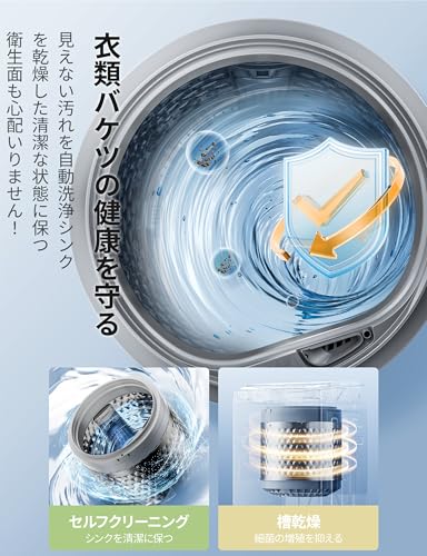 COMFEE' 洗濯機 5.5kg 一人暮らし 1-3人用 全自動洗濯機 ステンレス槽 風乾燥 予約機能 部屋干し ガラスドア コンパクト 家電 節水 静音設計 省スペース 槽洗浄 透明ドア 黒 金属グレーCAC06EW55/T-S1の特徴・詳細 画像