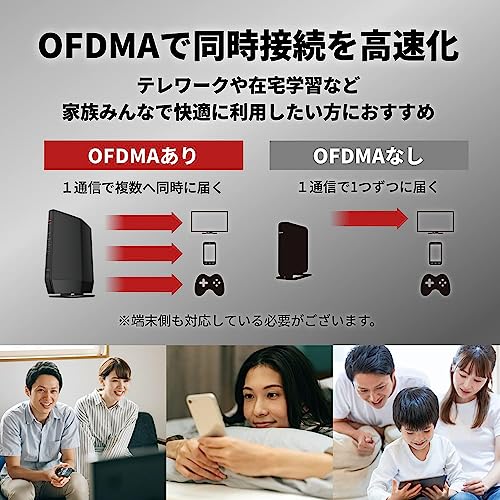 【Amazon.co.jp限定】 バッファロー WiFi ルーター無線LAN Wi-Fi 6 11ax / 11ac AX5400 4803+574Mbps 日本メーカー 【 iPhone 16 / 15 / 14 / 13 / Nintendo Switch / PS5 動作確認済み 】 エコパッケージ WSR-5400AX6P/NBKの特徴・詳細 画像