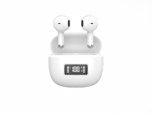 Bluetoothイヤホン ワイヤレスイヤホン IPX7防水 最大60時間再生 2026年最新Bluetooth6.0ブルートゥースイヤホン 全音域HIFI音質低遅延接続瞬時 片耳/両耳 WEB会議/運動/ゲーム/通学通勤/スポーツ/音楽用iPhone/Android対応 (001 white)の外観・全体像 画像