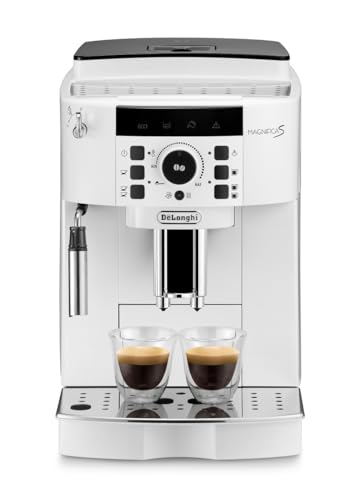 De'Longhi (デロンギ) 全自動コーヒーマシン マグニフィカS ECAM22112W コーヒーメーカー エスプレッソマシン アイスコーヒー 全2メニュー カフェジャポーネ搭載 豆から挽きたて 簡単お手入れ 手動ミルクフロッサー [ホワイト] デロンギファミリー登録で3年保証 1