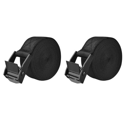 TRIWONDER 荷締めベルト ラッシングベルト ラチェット式 固定バンド 転倒防止 タイダウン バイク 梱包 にじめ 耐震 荷造りバンド 自動車 地震対策グッズ (ブラック - 2本, 1.5m) 1