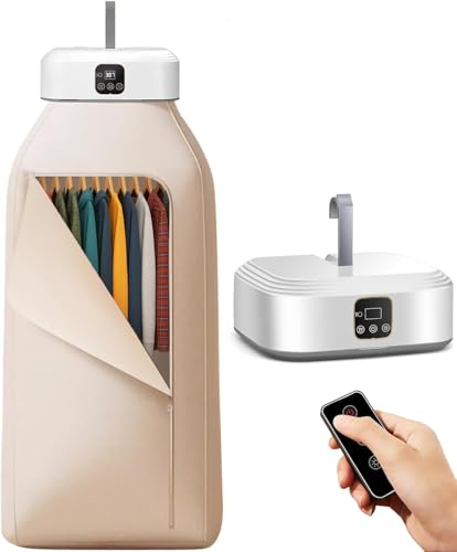 衣類乾燥機 ポータブル 乾燥機 速乾 折り畳み 省スペース収納 軽量設計 360°循環熱風 2段階風速 タイマー機能付き リモコン付き 梅雨対策 ダニ対策 コンパクト 小型 出張 旅行 一人暮らし 子供服 生乾き対策 家庭用 部屋干しの外観・全体像 画像