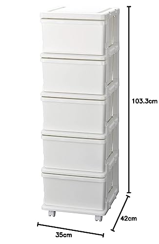 JEJアステージ(JEJ Astage) SEEDS(シーズ) スリムチェスト 5段 キャスター付き プラスチック ホワイト SIU-5-WHの特徴・詳細 画像