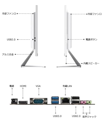 【整備済み品】【未使用品】一体型PC 【MS Office H&B 2024】wajun Pro-X10/23.8型フルHD/第4世代 i5-4200M/Win11 Pro/wajunのwifi/Bluetooth/HDMI/WEBカメラ/8GB/256GB SSDの詳細・まとめ 画像