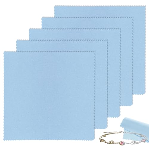 シルバー磨きクロス 8cm×8cm 5枚セット 銀磨きクロス 銀みがき 簡単お手入れ 指輪/ネックレス/イヤリング/時計/サングラス/銀食器対応 くもり除去 汚れ落とし 研磨布 銀磨き 銀製品 貴金属 (5枚セット) 1