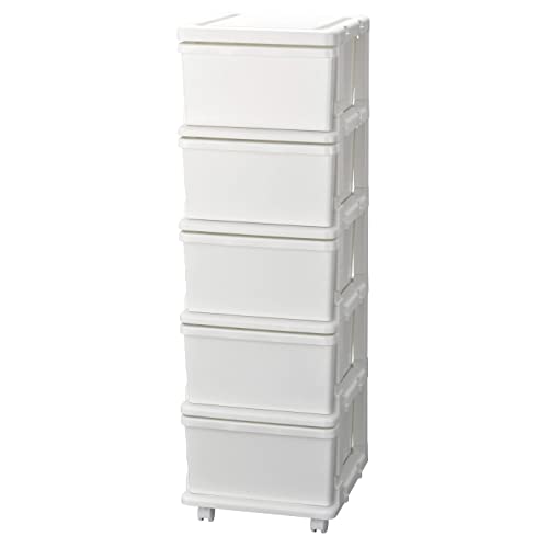 JEJアステージ(JEJ Astage) SEEDS(シーズ) スリムチェスト 5段 キャスター付き プラスチック ホワイト SIU-5-WHの外観・全体像 画像