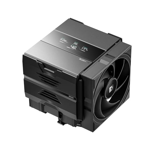 Sudokoo SK620V AM5 空冷クーラー:AM5専用 6ヒートパイプ デュアルタワーCPUクーラー(デジタル表示付き) - ブラックPCクーラー 120mm FDB PWM静音ファン&クイックロックマウントの外観・全体像 画像