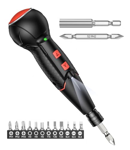 AAL-ZYH 電動ドライバー 小型 ドライバー 電動 携帯 手持ち 軽量 USB充電式 人間工学設計 滑り止め 高輝度LEDライト 正逆転切り替え 初心者対応 操作簡単 家庭用 DIY用 合金製 ビット 14本付 2025強化版の外観・全体像 画像