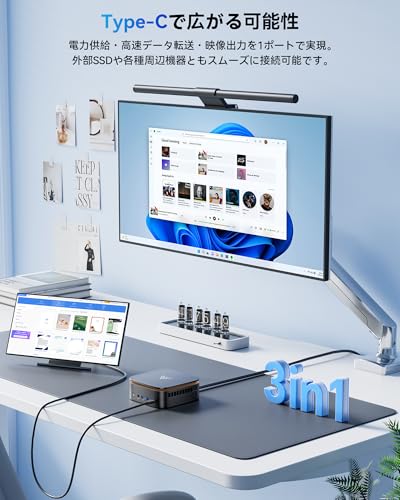 NiPoGi ミニpc Ryzen 4300U【2026新登場・3500Uより速い】mini pc 最大3.7GHz フル機能Type-C 16GB+512GB 4TB拡大可 ミニパソコン Windows11 Pro みにPC 4K×3画面 DP1.4b/HDMI2.0 USB3.2×6 LANポート/WiFi/BT4.2 小型pc 静音 省電力 オフィス・学習向け P1小型パソコンの特徴・詳細 画像