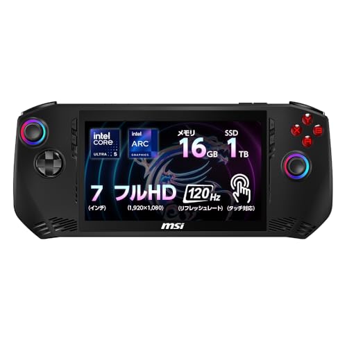 MSI ゲーミング ノートPC Claw 【いつでもどこでもPCゲームを楽しめる】【インテル最新Core Ultra 5＆タッチ対応 120Hz ディスプレイ搭載】 Core Ultra 5 プロセッサー 7 インチ FHD 120Hz フィンガータッチ対応 16GB 1TB Windows 11 Claw-A1M-004JP 1