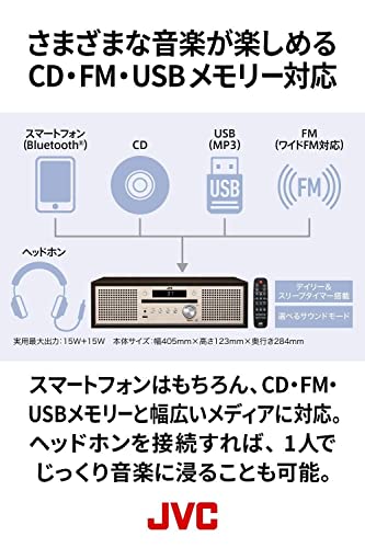 JVCケンウッド JVC NX-W30 ミニコンポ Bluetooth 4.2 EDR 搭載 ウッドキャビネット ウォールナット ONEBODY CD/FM/USB/スマホ対応 スリープタイマー搭載の特徴・詳細 画像