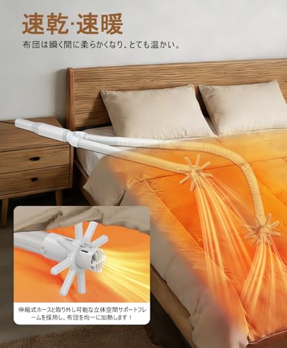 布団乾燥機 ミニ乾燥機 1台多役乾燥セット 衣類乾燥機 衣類乾燥袋付き ふとん乾燥機 靴乾燥機 布団かんそう 速暖 ダニ 消臭 湿気 梅雨 花粉 ニオイ対策 アロマ対応 小型 コンパクト PSE認証済み 省エネ 操作簡単収納便利 出張 旅行大活躍の詳細・まとめ 画像