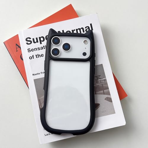 猫耳ケース みみ シンプル 携帯電話ケース スマートフォンアクセサリiphone16e 韓国 くすみカラー シルエット 肉球形サイドボタン 猫好き PC クリア 手にフィット 透明 可愛いおしゃれ シンプルおしゃれ TPU かわいい スマホケース SE 人気 アクキー アクスタ 滑り止め 薄型 軽量 耐衝撃 レンズ保護 便利 猫 ケース 格安 (ブラック, Iphoone 17Pro) 1