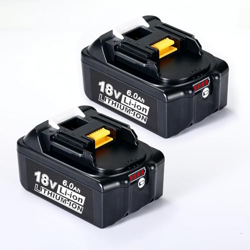 互換 マキタ 18v バッテリー BL1860B 6000mAh大容量 マキタ バッテリー 18v BL1860B BL1830 BL1840 BL1850 BL1890などに互換可能 LEDランプ残量表示付き PSEとCEマーク取得済 2個セットの外観・全体像 画像