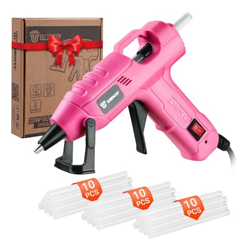 DEKOPRO グルーガン 小型 ボンドガン 急速加熱 液漏れ防止 ホビー用グルーガン 手芸 スティック 30本付 20W 強力粘着 接着剤 補修 DIY 超軽量 やけど対策 初心者 ピンク 1