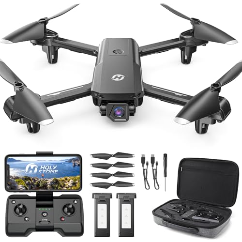 Holy Stone ドローン カメラ付き 100g未満 屋外 小型 GPS搭載 申請不要 1080Pカメラ 収納ケース付き バッテリー2個 28分飛行時間 自動帰還 フォローミーモード ウェイポイントモード HS155 黒 1