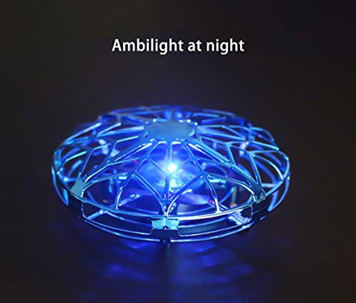 UFOミニドローンおもちゃUFOフライングボールドローン子供用LEDインテリジェント回避USB充電UFOフライングボール赤外線ハンド誘導柔軟な衝突防止ミニドローン,ブルーの特徴・詳細 画像
