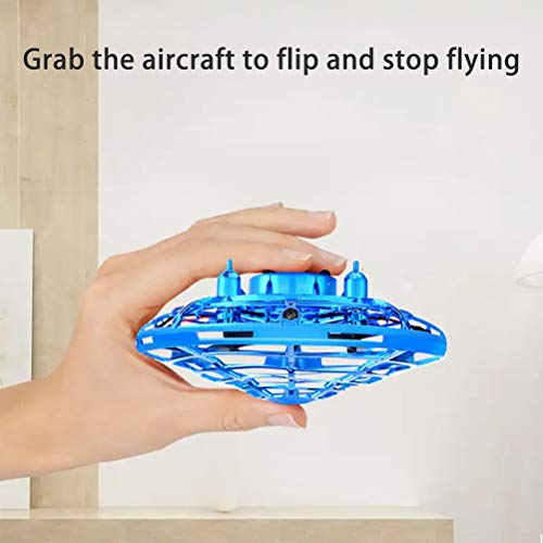 UFOミニドローンおもちゃUFOフライングボールドローン子供用LEDインテリジェント回避USB充電UFOフライングボール赤外線ハンド誘導柔軟な衝突防止ミニドローン,ブルーの詳細・まとめ 画像