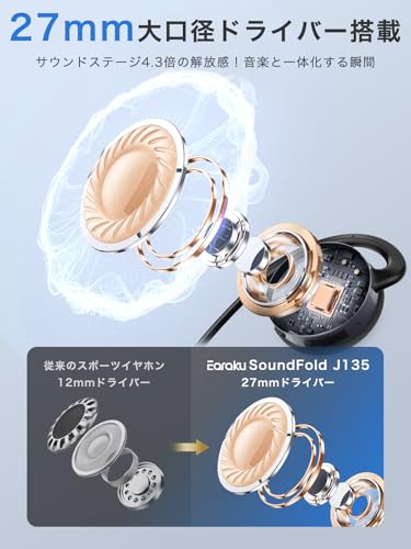 Earaku (イアラク) オープン イヤホン bluetooth ワイヤレス 【業界にない新発想】 スポーツ ランキング 在宅勤務 耳を塞がない 防水防汗 物理ボタン 音漏れ防止 マルチポイント Type-C充電 外の音が聞こえる 自動ペアリング グレーの特徴・詳細 画像