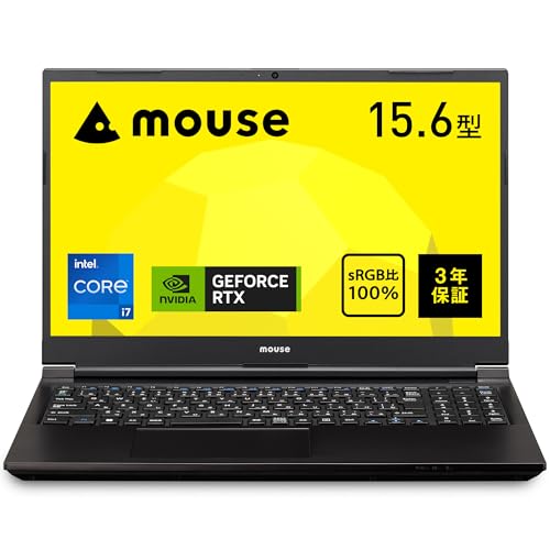 mouse 【3年保証】 ノートパソコン mouse K5 (Core i7-12700H RTX 2050 32GB メモリ 1TB SSD 15.6インチ フルHD Windows 11 動画編集 ビジネス テレワーク) K5I7G50BK3SJW1104AZ 1