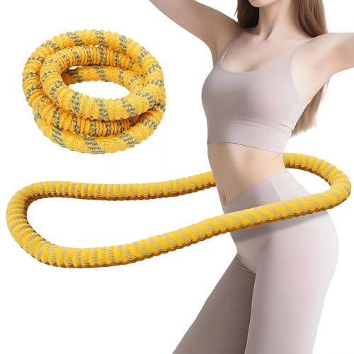 ARAER 【2025新登場·静音式】 フラフープ ソフトフラフープ ポリエステル素材 柔らかくて肉を挟まない 服を汚さない フラフープ ダイエット 器具 落としにくい 痩せる 多機能トレーニング ウエスト/背中/脚/胸エクササイズ 室内/公園用 男女兼用 イエロー 1