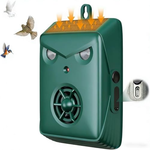 【2026新登場 動物撃退器】カラスよけ 鳩よけ 鳥よけ 人気版 超音波撃退器 効果絶大 ソーラー充電とType-C充電の2種類の充電方法 超長待機 IP66防水防塵 屋内・屋外の両方でご使用いただけます 猫よけ 超音波 ネズミ駆除 超音波 有効範囲120㎡ 吊るせる 超音波害獣対策器 グリーン 1