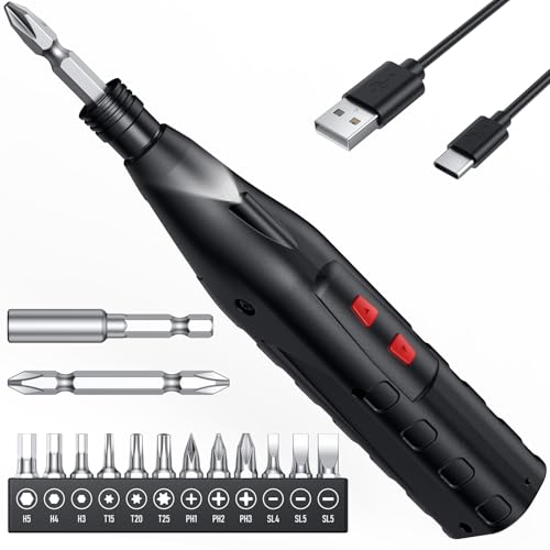 電動ドライバー 小型 強力 【2026革新モデル】 充電式ドライバー ペン型 合金製 正逆転切り替え 手動兼用 Type-C 急速充電 高輝度 LEDライト 軽量 滑り止め 人間工学設計 ビット 14本付 操作簡単 ドライバー 電動 ネジ締め DIY用 家庭用 組み立て 電動作業工具 女性 初心者対応 父の日 誕生日プレゼント 1