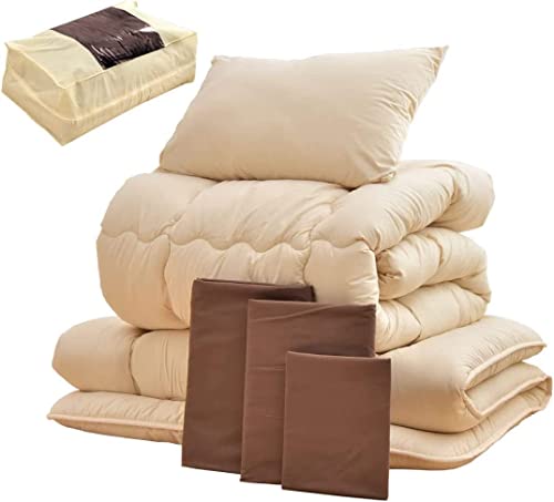 タンスのゲン 布団セット シングル 7点セット【高密度固綿 三層敷布団】カバー付き 抗菌 防臭 防カビ 洗える 収納ケース付き ホコリが出にくい 掛布団 敷布団 枕 26700013(80654)の外観・全体像 画像