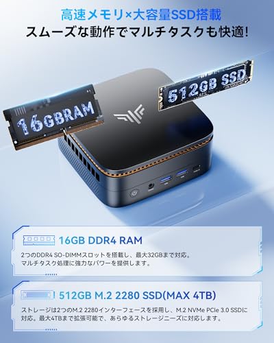 NiPoGi ミニpc Ryzen 4300U【2026新登場・3500Uより速い】mini pc 最大3.7GHz フル機能Type-C 16GB+512GB 4TB拡大可 ミニパソコン Windows11 Pro みにPC 4K×3画面 DP1.4b/HDMI2.0 USB3.2×6 LANポート/WiFi/BT4.2 小型pc 静音 省電力 オフィス・学習向け P1小型パソコンの特徴・詳細 画像