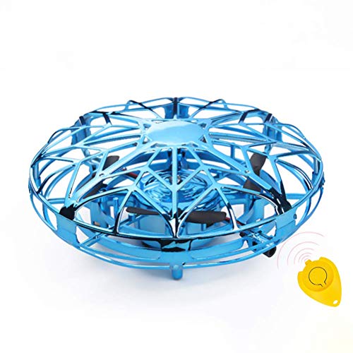 UFOミニドローンおもちゃUFOフライングボールドローン子供用LEDインテリジェント回避USB充電UFOフライングボール赤外線ハンド誘導柔軟な衝突防止ミニドローン,ブルー 1