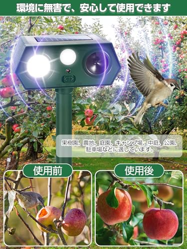 猫よけ 超音波 動物撃退器 【2025アップグレード版】猫除け 超音波 害獣撃退 害獣対策器 鳥よけ 動物対策器 猫退治 犬よけ ネズミ除け 鳥除け 猫撃退 猫退治 犬除け 畑/庭保護 差し込み&壁掛け型の両用 グリーン (绿色)の詳細・まとめ 画像