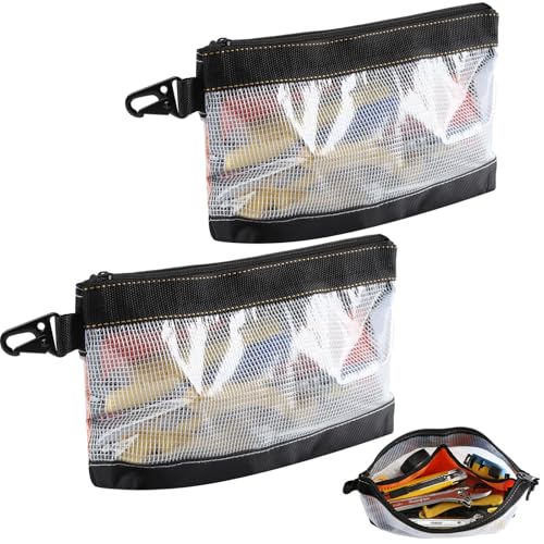 工具バッグ ツールバッグ 小型 防水 工具入れ 透明窓 携帯便利 ガジェットポーチ 丈夫 メタルフック 腰掛け 作業カバン 小物入れ 工具 文房具 ケーブル 家庭 アウトドア 持ち運び 多機能 道具袋 2個入り ブラック 1