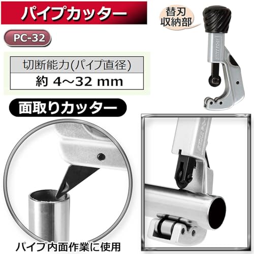 SK11(エスケー11) パイプカッター 切断能力 4~32mm PC-32の詳細・まとめ 画像