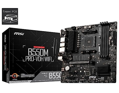 MSIマザーボード B550M PRO-VDH WIFI Ryzen 5000シリーズ (AM4)対応mATX M.2ヒートシンク Wi-Fi [AMD B550 搭載] MB5033 1