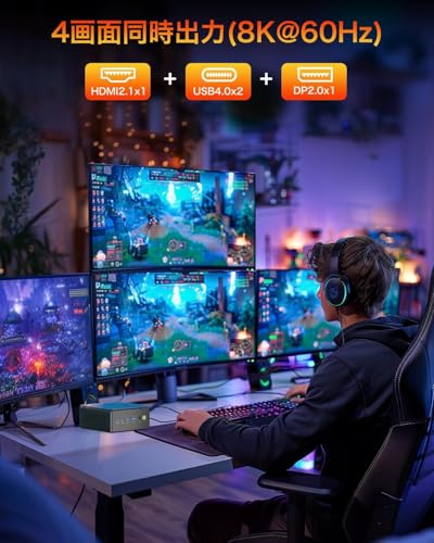 【GMKtec ミニPC 最強 ゲーミング PC】GMKtec ミニPC 【AMD Ryzen7 8845HS搭載・R7 H255/8745HS より速い】128GB DDR5＋8TB SSD拡張可｜Oculink＋USB4.0×2搭載 MAX 5.1GHz｜Win 11 Pro WiFi6/BT5.2 ｜2.5Gbps LAN｜4画面出力＆8K｜NucBox K8 Plus 32G+1TBの特徴・詳細 画像