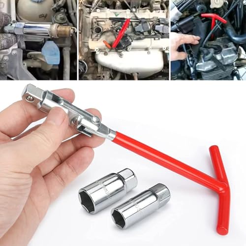 プラグソケット T型ハンドル 14+16+18+21mmサイズ選択 プラグレンチ スパークプラグソケット Tハンドル ソケットレンチ 車 バイク 整備 プラグ交換 ユニバーサルタイププラグレンチ メンテナンス セットの特徴・詳細 画像