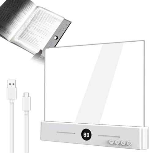 ブックライト 読書灯 平板型 無段階調光 3色切替 タイマー付き 目に優しい LEDブックライト ナイトライト ベッドサイド 寝室用 (ホワイト)の外観・全体像 画像