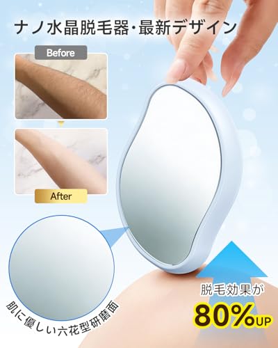 脱毛器 擦るだけ【業界注目!・痛くない次世代モデル】無痛脱毛器 ナノガラス 物理脱毛 角質除去 手のひらサイズ 軽量 携帯便利 家庭用脱毛器 男女兼用 操作簡単 痛みゼロ 初心者向け 自宅 旅行 出張 ギフトにも最適 オシャレ メンズ/レディースシェーバー(ブルー)の特徴・詳細 画像
