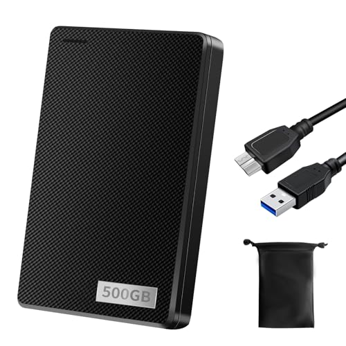 外付けハードディスク 外付けHDD 500GB テレビ録画 超高速データ転送 2.5インチ 超薄型 USB3.0に対応 /PC/Mac/PS4/XBox 携帯便利 収納袋付属 1