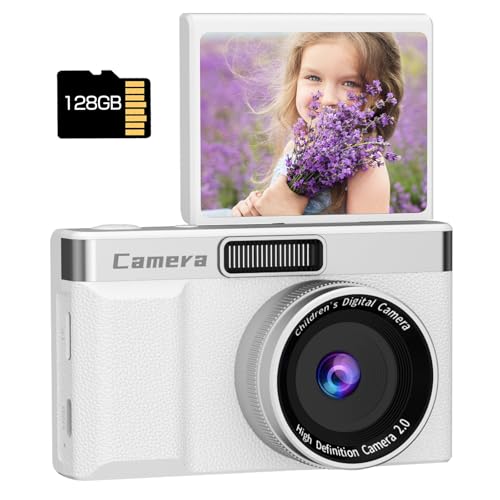 デジカメ 6800万画素 30FPS 1080P高清、16倍数码变焦の初心者最適デジタルカメラコンパクト・翻盖魅力 (つや消し白) 1