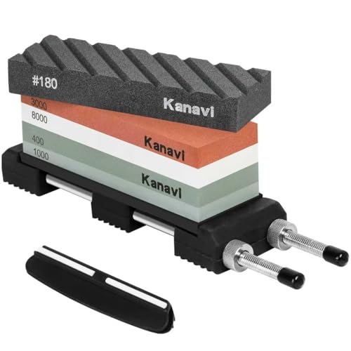 砥石 包丁研ぎ石 両面砥石 #400#1000# 3000#8000 ステンレスベース 面直し 角度固定ホルダー付き 荒砥石 中砥石 仕上砥石 包丁研ぎや家庭用に最適 (A) 1