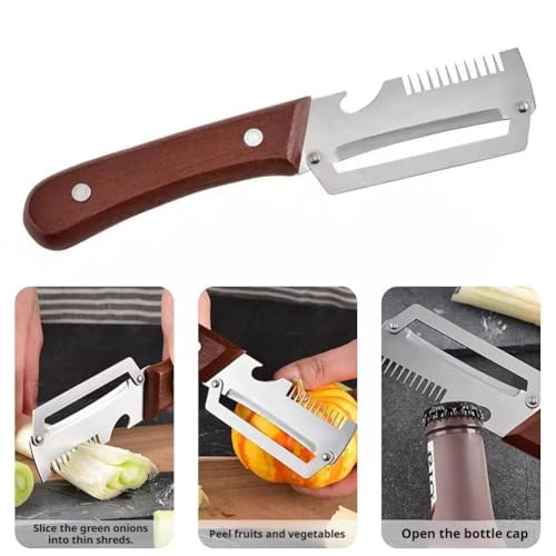 【多機能 3in1】野菜ピーラー 皮むき器 栓抜き 千切り スライサー 超鋭利 ステンレス スチール刃 切れ味が続く 木製ハンドル 滑り止め 家庭用 キッチン用品 ピーラーツール 野菜 果物用 調理器具 お手入れ簡単 [並行輸入品]の詳細・まとめ 画像
