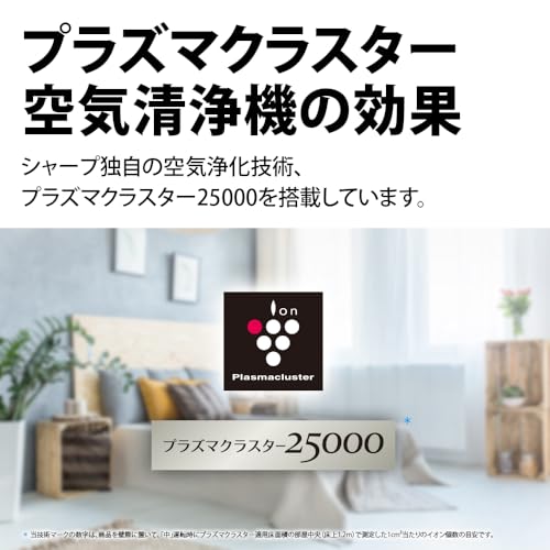 シャープ 加湿 空気清浄機 KI-TS50-W プラズマクラスター 25000 浮遊 ・ 付着 ウィルス 花粉 空気浄化 静音 薄型スリム 加湿 600mL/hの特徴・詳細 画像