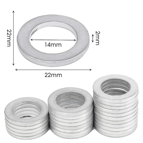 ドレンパッキン M14 5個入り アルミニウムドレンパッキン 外径22mm*内径14mm*厚み2mm オイルドレンプラグガスケット オイル交換用 94109-14000 19-17012 互換 コンプレッションワッシャー シーリングリング (5枚) [並行輸入品]の詳細・まとめ 画像