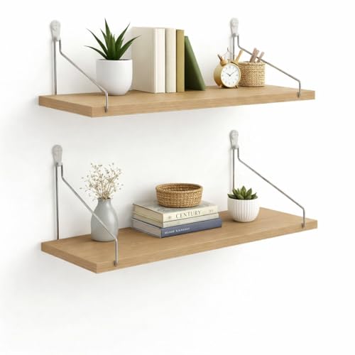 ウォールシェルフ 壁掛け棚 2個セット 幅60cm 木製 ウォールナット 壁面収納 飾り棚 本棚 ラック DIY 収納ラック トイレ 玄関 シンプル おしゃれの外観・全体像 画像