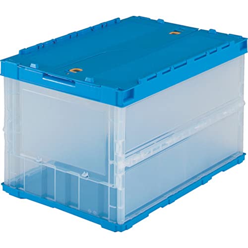トラスコ中山(TRUSCO) 薄型折りたたみコンテナ 50Lロックフタ付 透明 TR-C50B-TM 収納ケース 収納ボックス 1