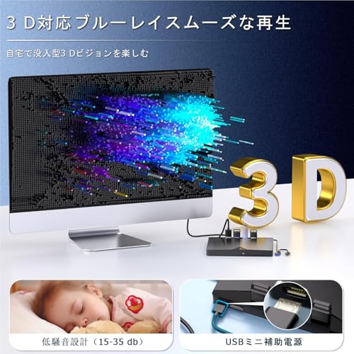 ブルーレイドライブ外付け！さらに速く軽く薄く安定性！】外付けブルーレイドライブ USB-A/C対応 BD/DVD/CD 再生・読み込み・書き込み対応 ポータブルBlu-rayプレーヤー Windows 7-11/Mac OSパソコン対応電源ケーブル付属（black）の詳細・まとめ 画像