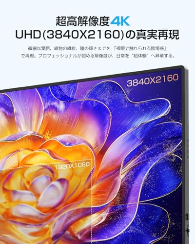 EVICIV モバイルモニター 4K 16インチ ケース付き 非光沢 QLED ポータブルモニター 高輝度 1200Nit UHD(3840×2400) 1500:1コントラスト モバイルディスプレイ 保護カバー付き HDR VESA対応 壁掛け可能 サブモニター 全機能Type-C mini HDMI搭載 XBOX/Switch/PC/スマホ/Macなど対応の特徴・詳細 画像