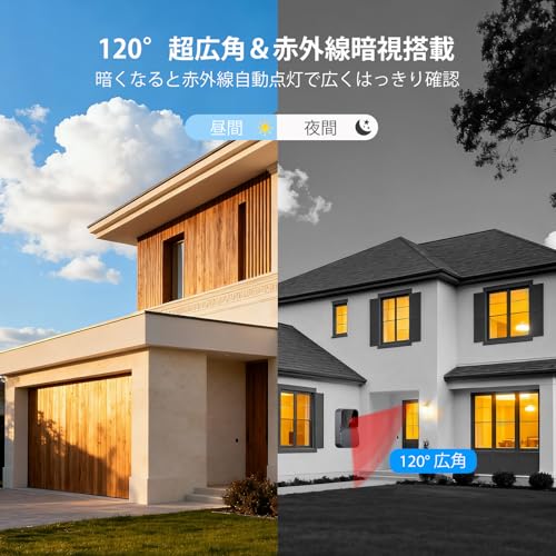 ZAIDER インターホン ワイヤレス 工事不要 ドアホン テレビドアホン カメラ付き 【双方向通話/自動録画】 赤外線LED 暗視撮影 2.4Ghz無線 WI-FI不要 玄関チャイム USB充電 超広角 防犯カメラ 日本語説明書の特徴・詳細 画像