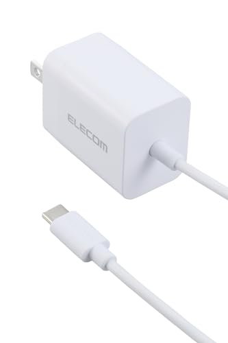 エレコム 充電器 Type-C USB-C 20W USB PD対応 ケーブル一体型 1.5m PSE認証品 GaN採用 折りたたみ式プラグ ホワイト 【 iPhone16 15 等対応】 EC-AC6920WH 1